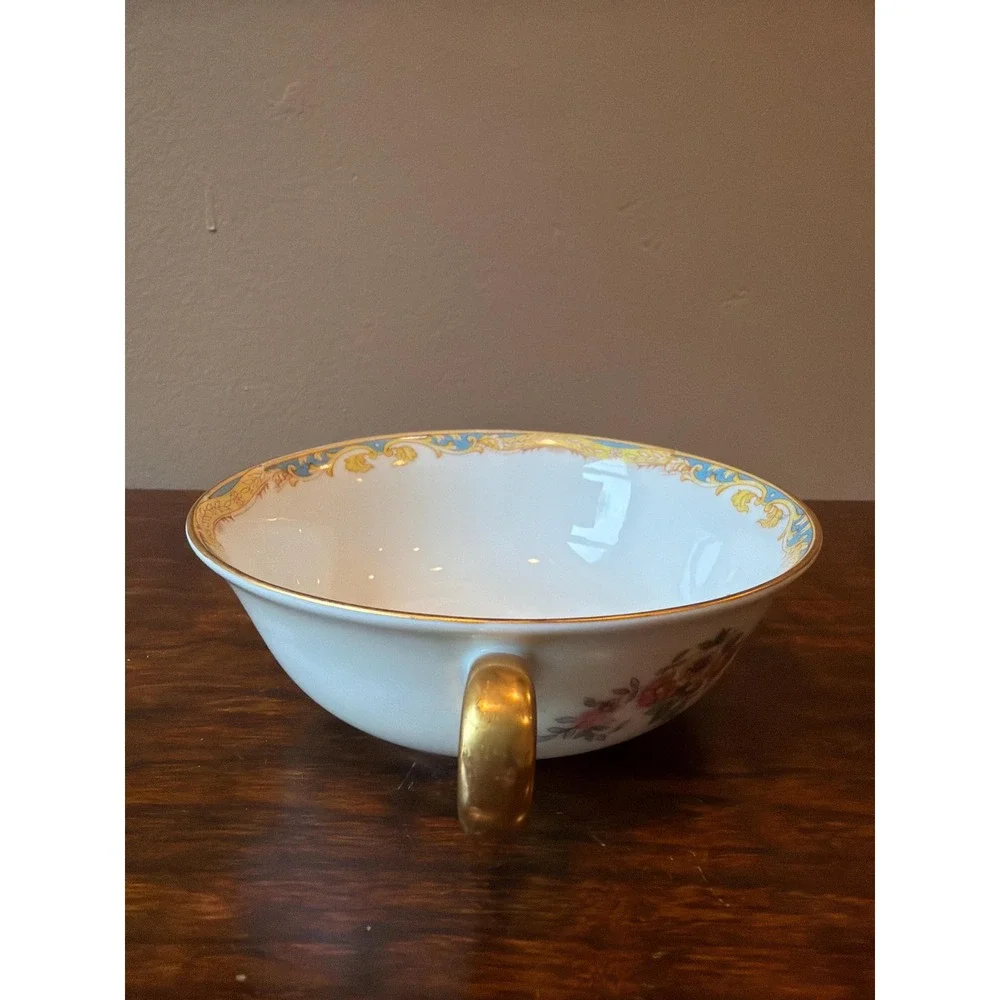 Antique Noritake Cream Soup Bowl and Saucer, Resilio Pattern, 1920s